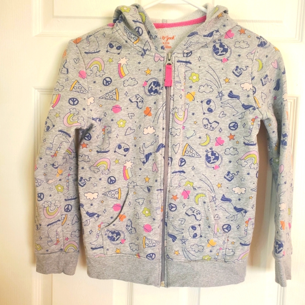 Cat & Jack | Printed Zip-Up Fleece Hoodie | Medium (7-8)